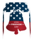Poster or banners Ã¢â¬â on National Freedom Day! - February 1st. USA flag as background and Liberty Bell silhouette. Royalty Free Stock Photo